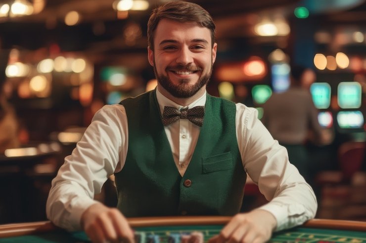 Live Three Card Poker table with real dealer at mbothe casino